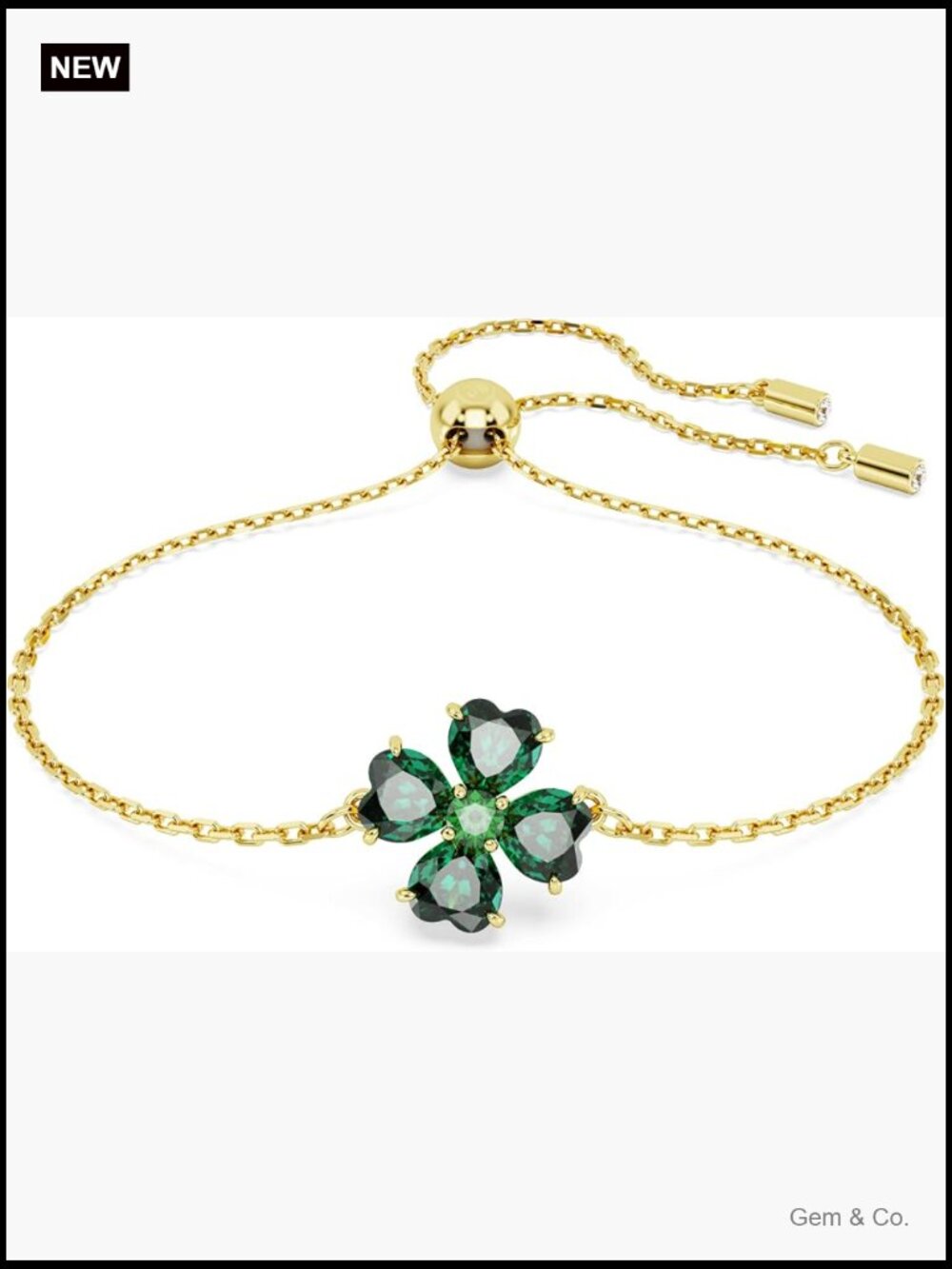 Swarovski Clover Crystal Link Bracelet Gold Tone